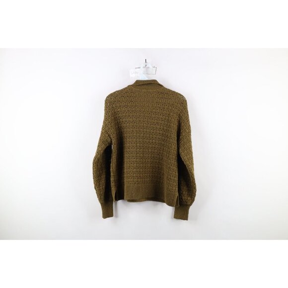 Madewell Womens M Sunbury Open Stitch Merino Wool Blend Knit Collared Sweater - Picture 7 of 9